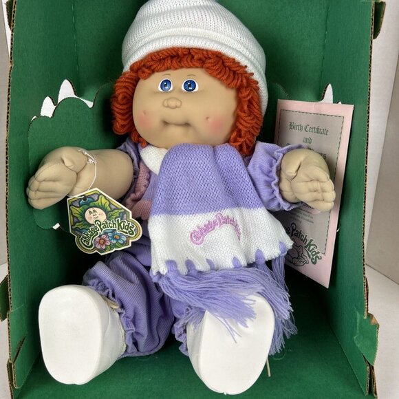 Cabbage Patch Kid Vintage 1985 Coleco Girl Red Pigtails & Blue Eyes NIB Retro - Picture 3 of 16
